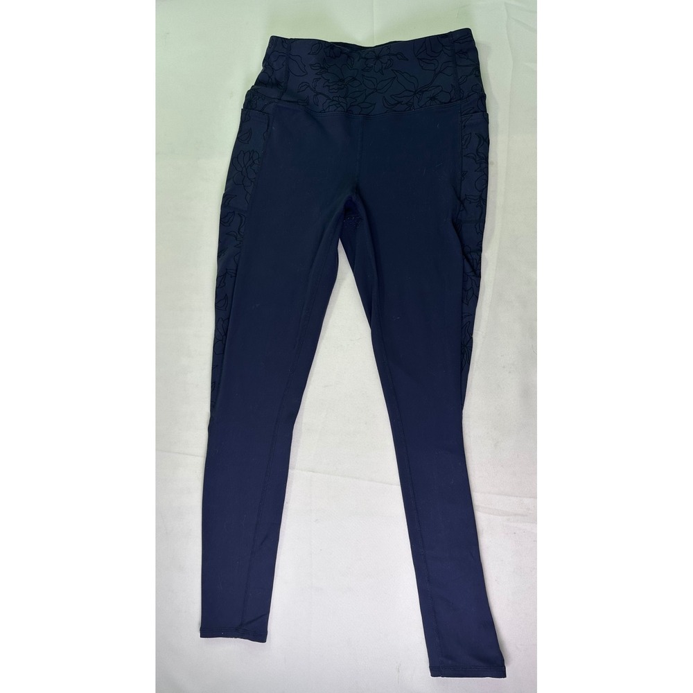 Skechers GO WALK High Waisted Floral Leggings Blue Pockets Athletic‎ Yoga Small